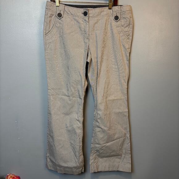 Ann Taylor Loft Pinstripe Wide Leg Trousers Grayish Blue Pants size 12 - Picture 1 of 6